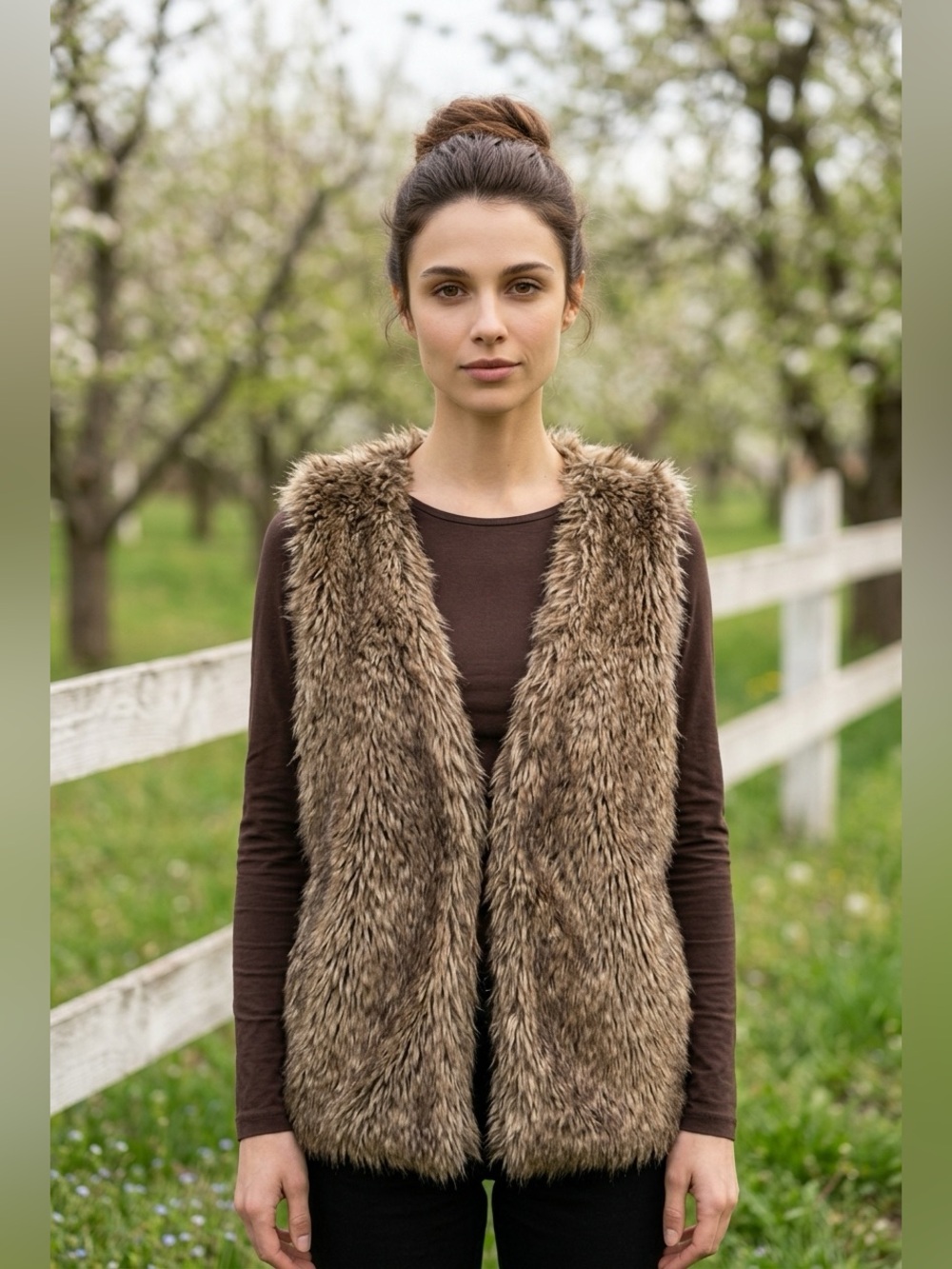 H&M Divided Faux Fur Vest - Size 2